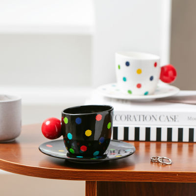 Creatieve keramische bekers en borden Kleurrijke Polka Dot koffiebekers Hoog uiterlijk kantoorbekers Koppels thuis drinkbekers mokken