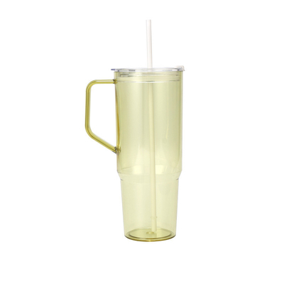 Aanpasbare 40oz Single-layer Handle Cup Grote capaciteit Straw Draagbare Plastic Cup Voor Outdoor