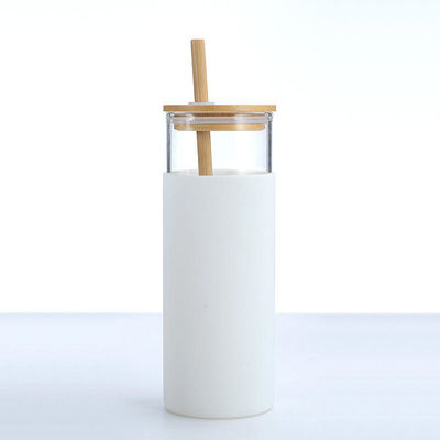 Veiligheid Duurzaam 500 ml 600 ml Bpa gratis glas waterfles met bamboe deksel Borosilicaat glas tumbler Meerdere kleuren Ideaal voor thuis school kantoor