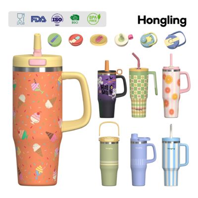 Amazon Grensoverschrijdende 30oz/40oz/50oz Auto Beker Custom Ice Cup Grote Capaciteit Stro Handvat Geïsoleerde Auto Tumbler